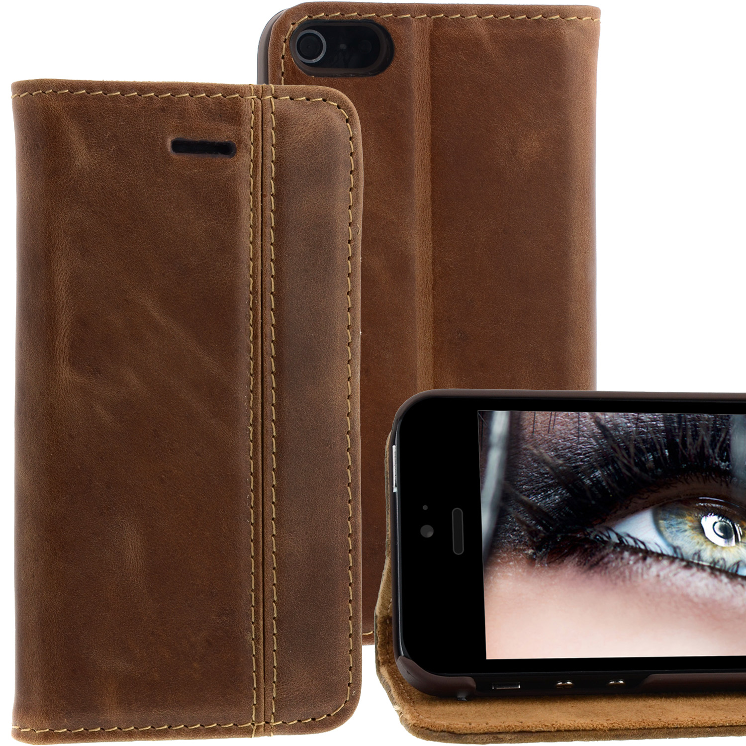 BLUMAX Echt Leder Tasche Flip Case Cover Hülle Etui für