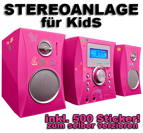Prinzessinnen Stereo Musik Anlage Mädchen Bluetooth Wecker USB Radio AUX IN rosa 