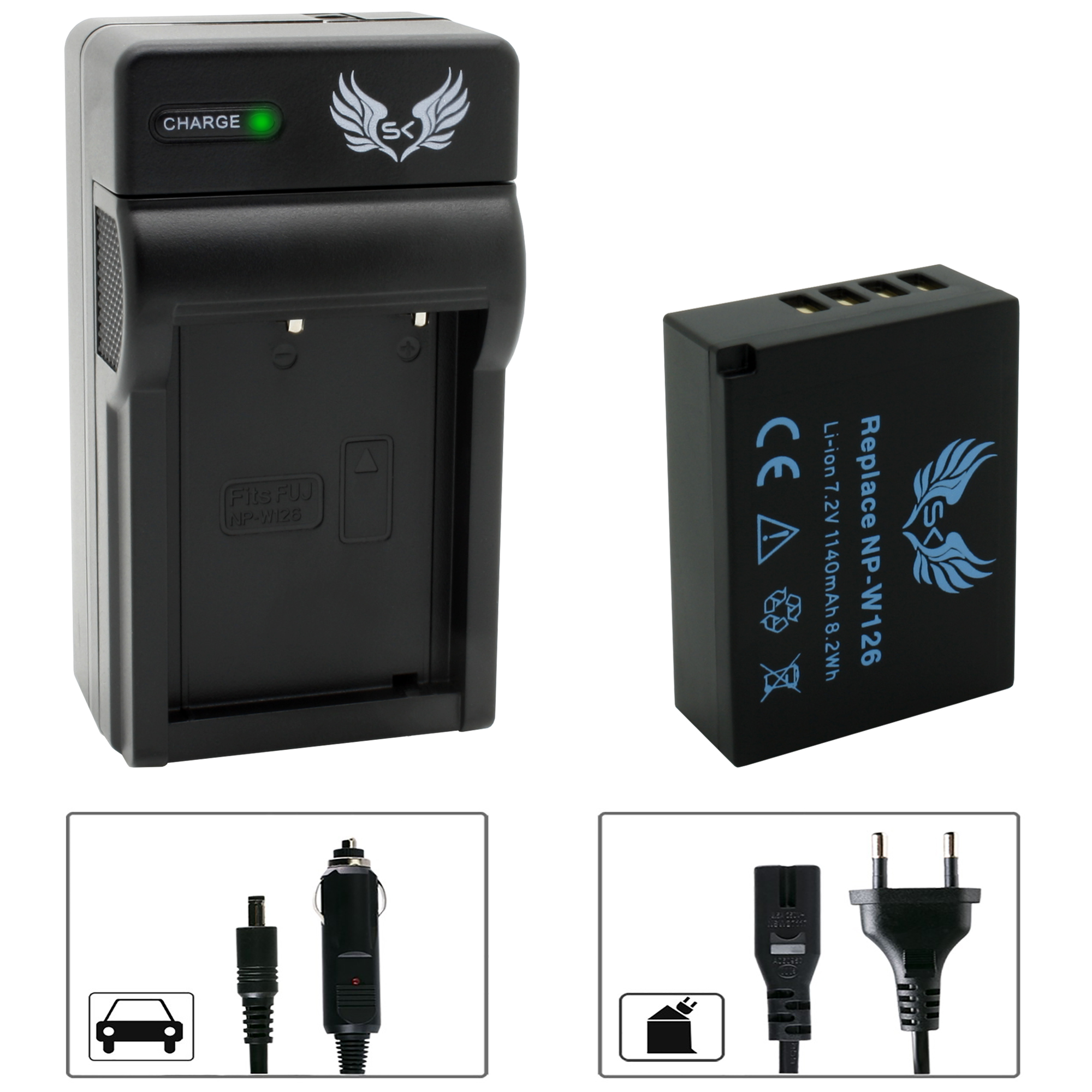 Akku für Fuji NP-W126 + Ladegerät Charger | 65219-90263-90347